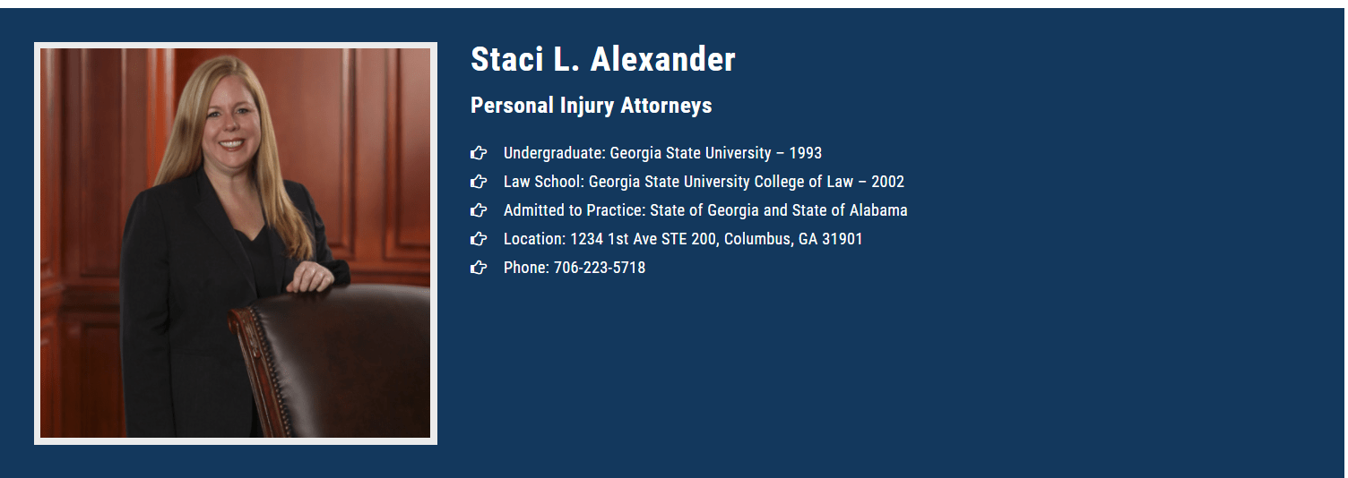 Staci L. Alexander - Columbus, GA, US, earplug injury attorney